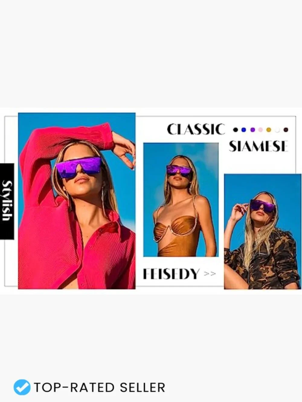 Oversized Square Flat Top Sunglasses Unisex Trendy Visor Shades